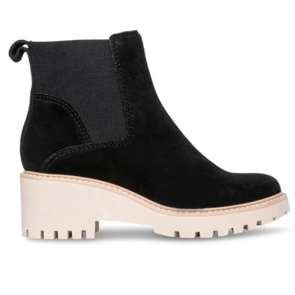 Dolce Vita Haddie Chelsea Black Suede Ankle Booties, Size 6